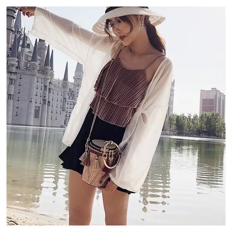 2018 Summer Fashion New Handbag High quality Straw bag Women bag Round Tote bag Hand Metal Ring Tassel Chain Shoulder Travel bag 13