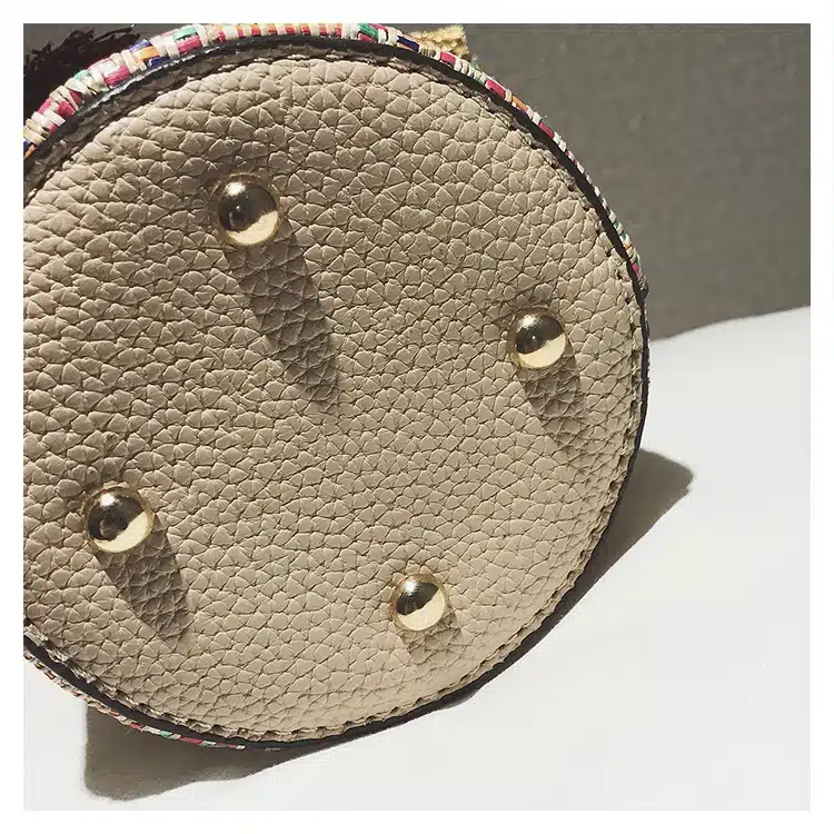 2018 Summer Fashion New Handbag High quality Straw bag Women bag Round Tote bag Hand Metal Ring Tassel Chain Shoulder Travel bag 39