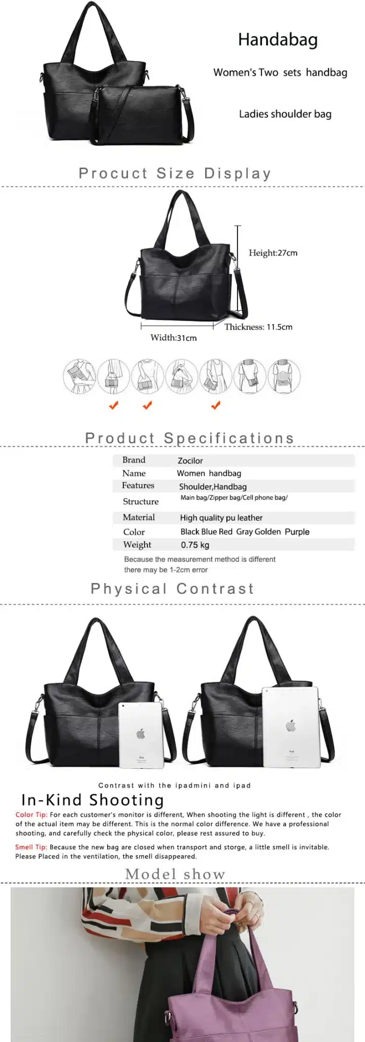 Women Handbag Leather Women Shoulder Bags 2 sets Famous Brand Designer Women Messenger Bags Ladies Casual Tote Bags sac a main 1
