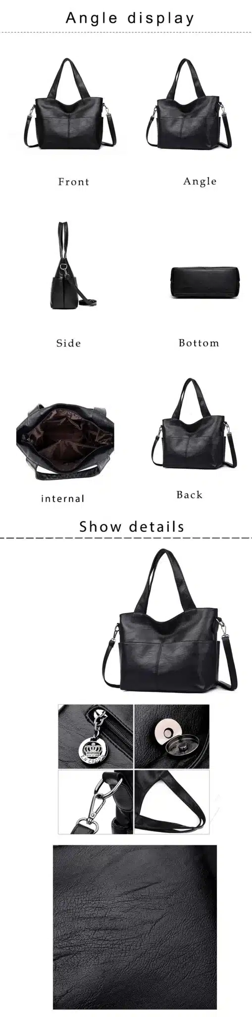 Women Handbag Leather Women Shoulder Bags 2 sets Famous Brand Designer Women Messenger Bags Ladies Casual Tote Bags sac a main 5