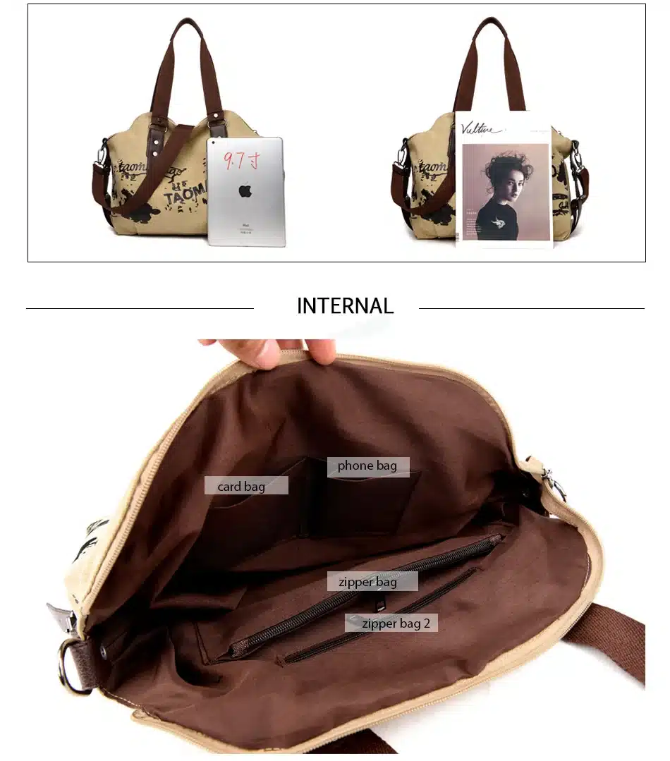 Vintage Graffiti Women's Bag Canvas Handbag Female Famous Designer Shoulder Bag Ladies Tote Fashion Large Sac a Main bolsos Muje 4