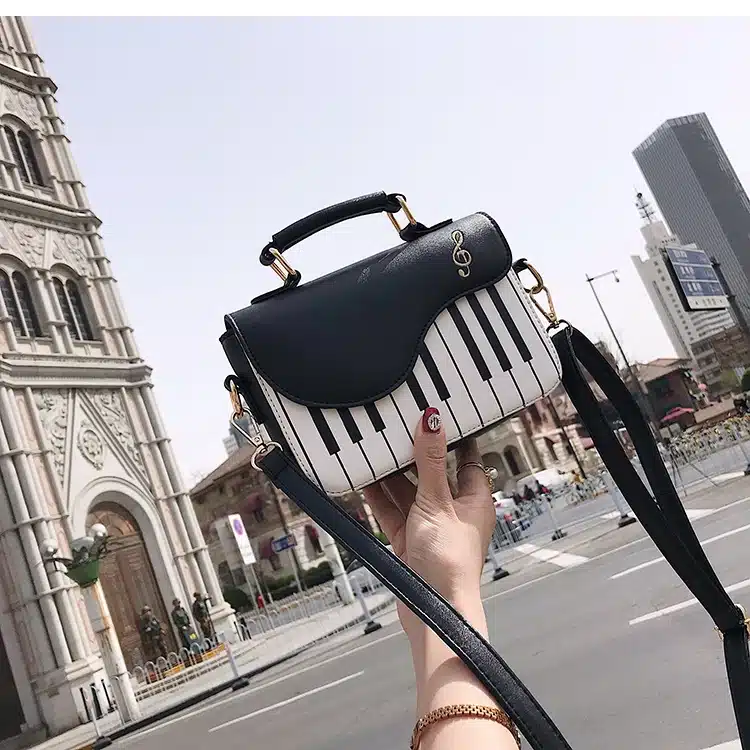 Cute Piano Pattern Fashion Pu Leather Casual Ladies Handbag Shoulder Bag Crossbody Messenger Bag Pouch Totes Women's Flap 3
