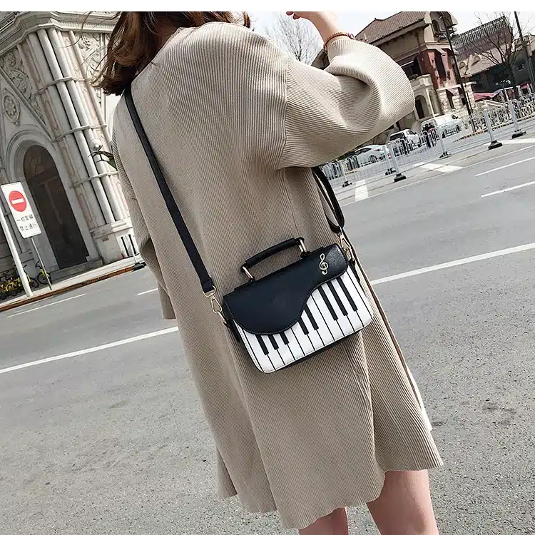 Cute Piano Pattern Fashion Pu Leather Casual Ladies Handbag Shoulder Bag Crossbody Messenger Bag Pouch Totes Women's Flap 4
