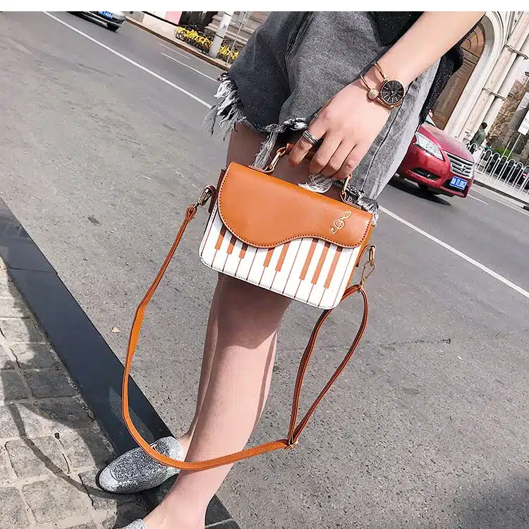 Cute Piano Pattern Fashion Pu Leather Casual Ladies Handbag Shoulder Bag Crossbody Messenger Bag Pouch Totes Women's Flap 5