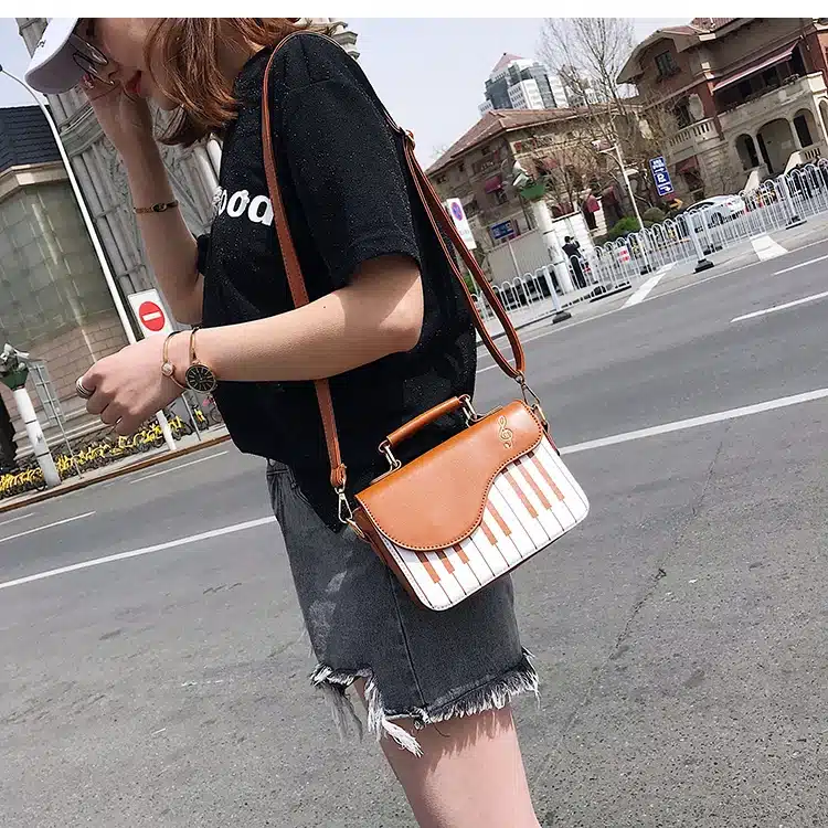 Cute Piano Pattern Fashion Pu Leather Casual Ladies Handbag Shoulder Bag Crossbody Messenger Bag Pouch Totes Women's Flap 6