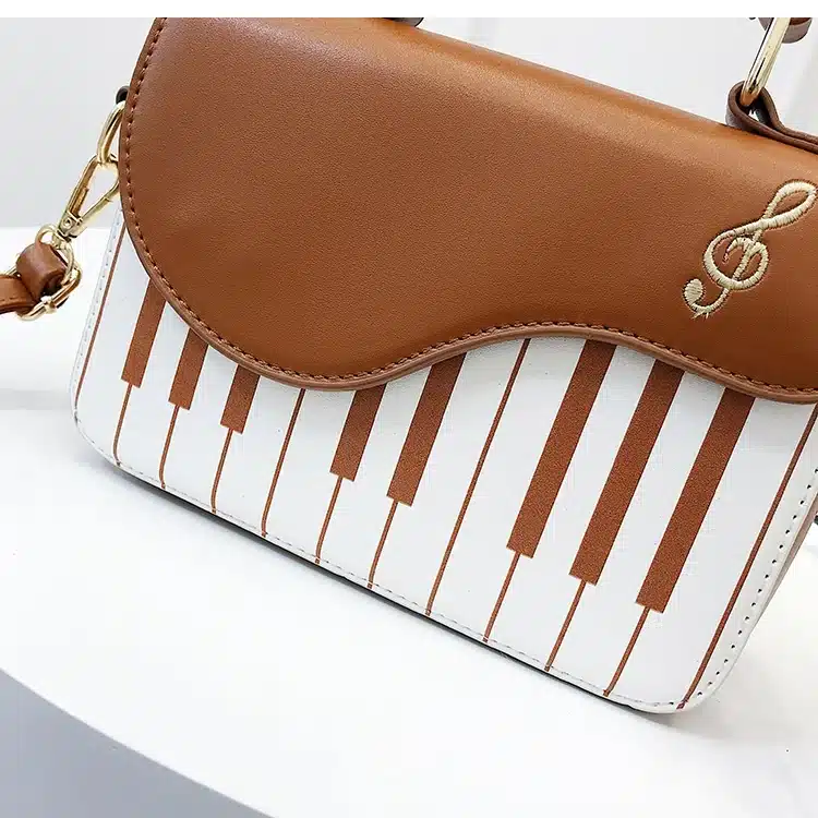 Cute Piano Pattern Fashion Pu Leather Casual Ladies Handbag Shoulder Bag Crossbody Messenger Bag Pouch Totes Women's Flap 11