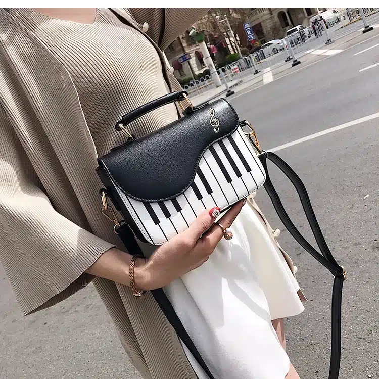 Cute Piano Pattern Fashion Pu Leather Casual Ladies Handbag Shoulder Bag Crossbody Messenger Bag Pouch Totes Women's Flap 16