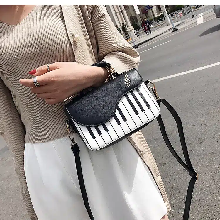 Cute Piano Pattern Fashion Pu Leather Casual Ladies Handbag Shoulder Bag Crossbody Messenger Bag Pouch Totes Women's Flap 17