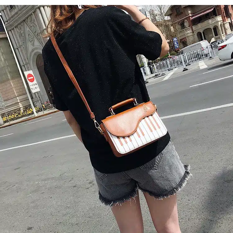 Cute Piano Pattern Fashion Pu Leather Casual Ladies Handbag Shoulder Bag Crossbody Messenger Bag Pouch Totes Women's Flap 18