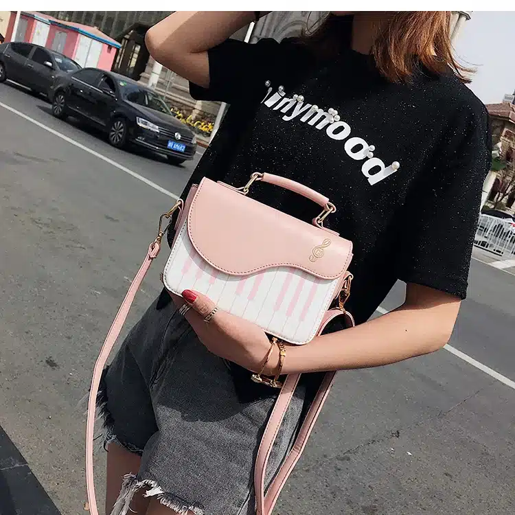 Cute Piano Pattern Fashion Pu Leather Casual Ladies Handbag Shoulder Bag Crossbody Messenger Bag Pouch Totes Women's Flap 20