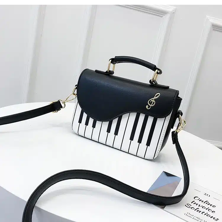 Cute Piano Pattern Fashion Pu Leather Casual Ladies Handbag Shoulder Bag Crossbody Messenger Bag Pouch Totes Women's Flap 21