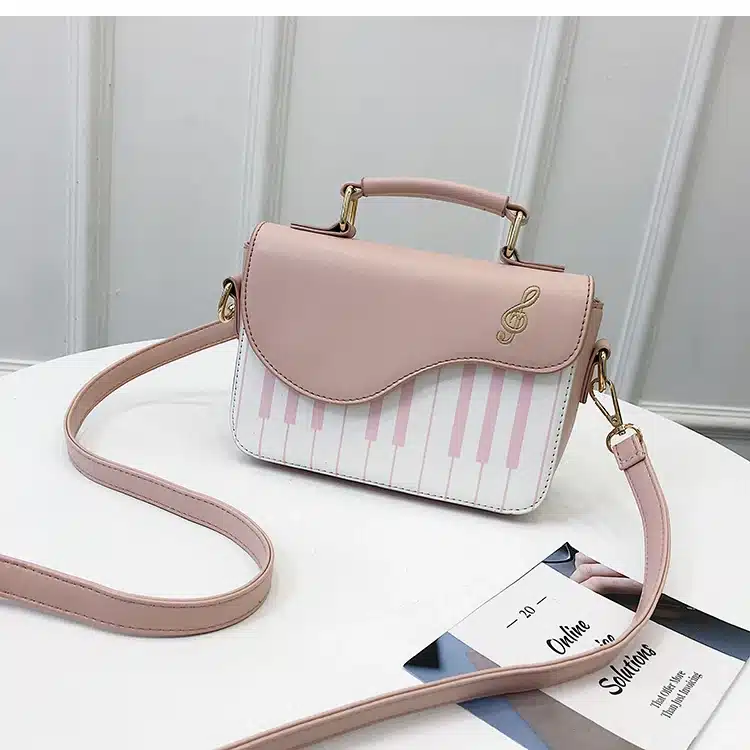 Cute Piano Pattern Fashion Pu Leather Casual Ladies Handbag Shoulder Bag Crossbody Messenger Bag Pouch Totes Women's Flap 22