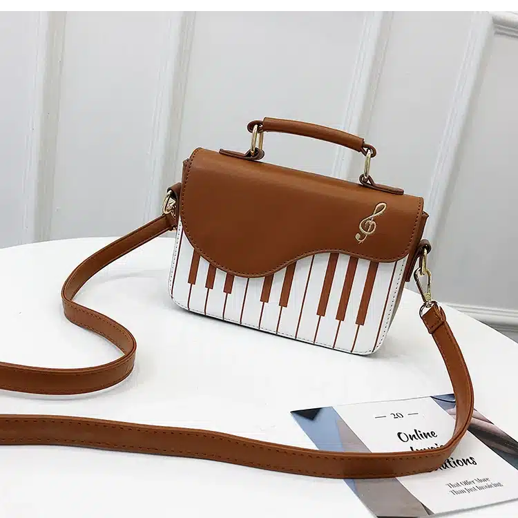 Cute Piano Pattern Fashion Pu Leather Casual Ladies Handbag Shoulder Bag Crossbody Messenger Bag Pouch Totes Women's Flap 23