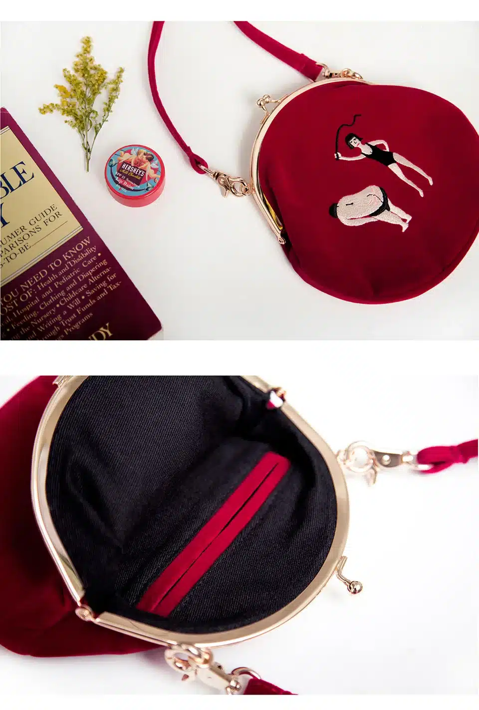 YIZISToRe Vintage Velvet Embroidery Women Messenger Bags In Semi-circle Round Shape Original Designed(FUN KIK) 9