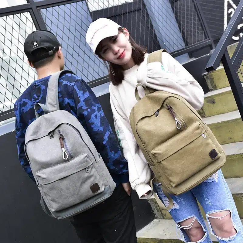 DIDA BEAR 2017 Women Men Canvas Backpacks Large School Bags For Teenager Boys Girls Travel Laptop Backbag Mochila Rucksack Grey 10