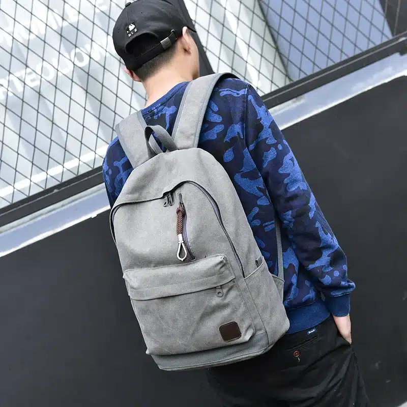 DIDA BEAR 2017 Women Men Canvas Backpacks Large School Bags For Teenager Boys Girls Travel Laptop Backbag Mochila Rucksack Grey 12