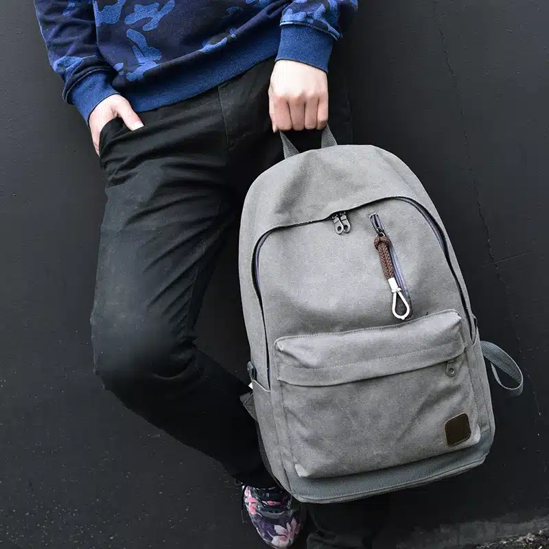 DIDA BEAR 2017 Women Men Canvas Backpacks Large School Bags For Teenager Boys Girls Travel Laptop Backbag Mochila Rucksack Grey 13