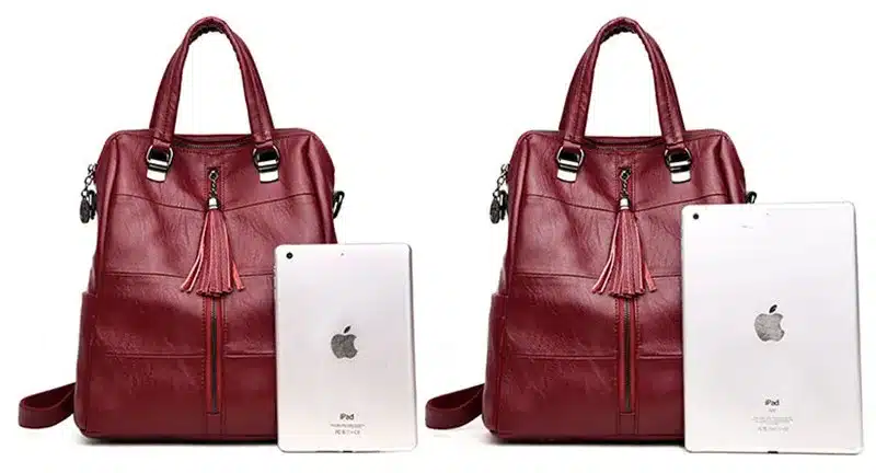 Women Multifunction Backpack Leather Tassel Shoulder Bag Large Capacity Backbag Female Zipper School Bag Girl Travel Bag Mochila 3