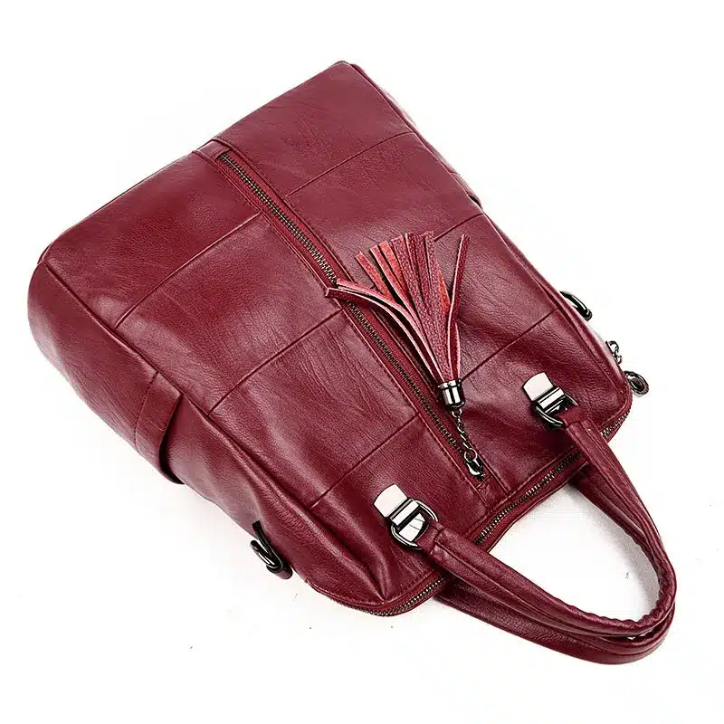 Women Multifunction Backpack Leather Tassel Shoulder Bag Large Capacity Backbag Female Zipper School Bag Girl Travel Bag Mochila 18