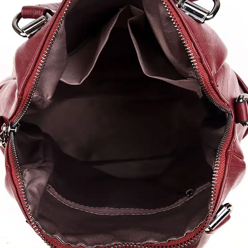 Women Multifunction Backpack Leather Tassel Shoulder Bag Large Capacity Backbag Female Zipper School Bag Girl Travel Bag Mochila 27