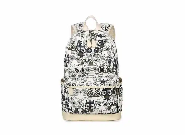 Set Backpack Women Animal Owl Printing Backpack Canvas Bookbags School Backpacks Bags for Teenage girls Bagpack Backbag 12
