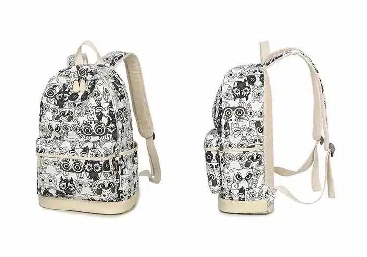 Set Backpack Women Animal Owl Printing Backpack Canvas Bookbags School Backpacks Bags for Teenage girls Bagpack Backbag 13