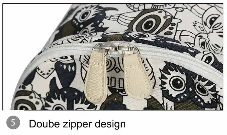 Set Backpack Women Animal Owl Printing Backpack Canvas Bookbags School Backpacks Bags for Teenage girls Bagpack Backbag 18