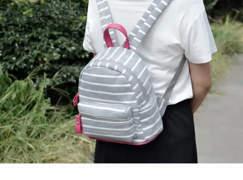 DIDA BEAR Women Small Canvas Backpacks Cute School Backpack For Teenagers Girl Stripe Travel Bag Female Backbag Mochila Rucksack 28