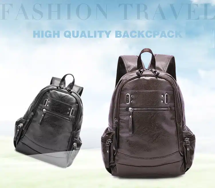 AHRI Backpacks for men Bag PU Black Leather Men's Shoulder Bags Fashion Male Business Casual Boy Vintage Men Backpack School Bag 6