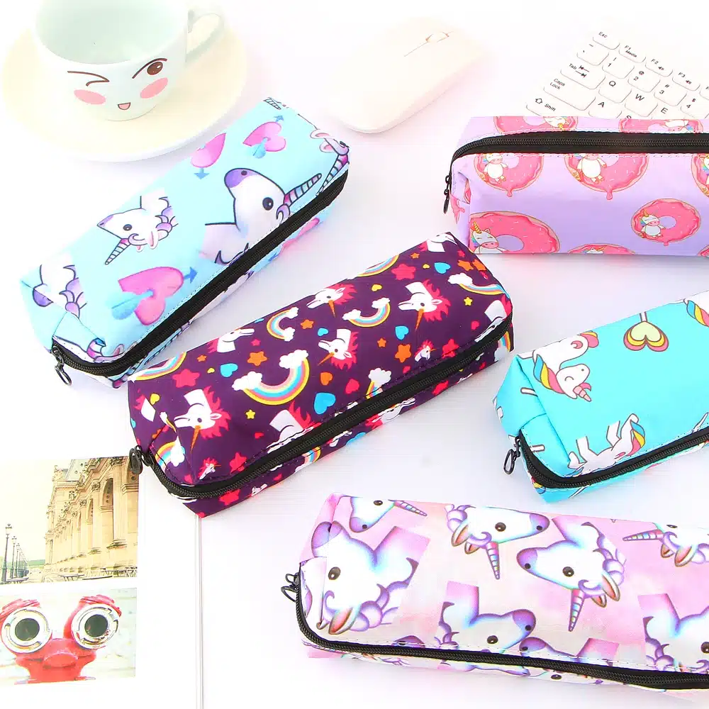 Unicorn Pencil Case Canvas School Supplies Stationery Gift Students Cute Pencil Box Pencil Bag Stationery Office School Supplies 12