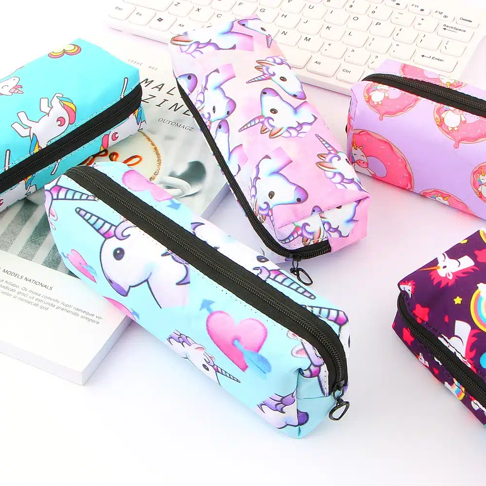 Unicorn Pencil Case Canvas School Supplies Stationery Gift Students Cute Pencil Box Pencil Bag Stationery Office School Supplies 14
