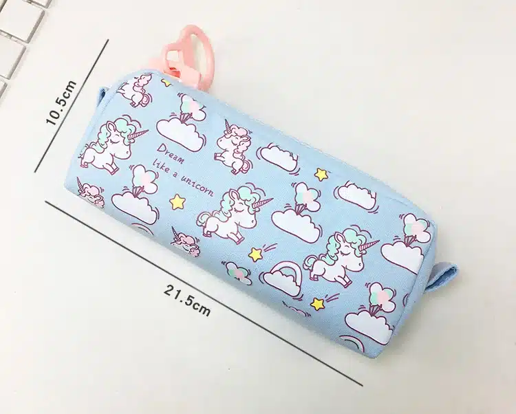 1 Pcs Kawaii Pencil Case Unicorn Canvas Big Zipper Estuches School Pencil Box Pencilcase Pencil Bag School Supplies Stationery 3