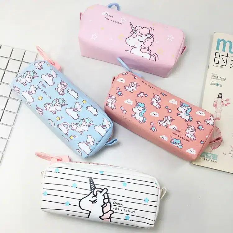 1 Pcs Kawaii Pencil Case Unicorn Canvas Big Zipper Estuches School Pencil Box Pencilcase Pencil Bag School Supplies Stationery 5