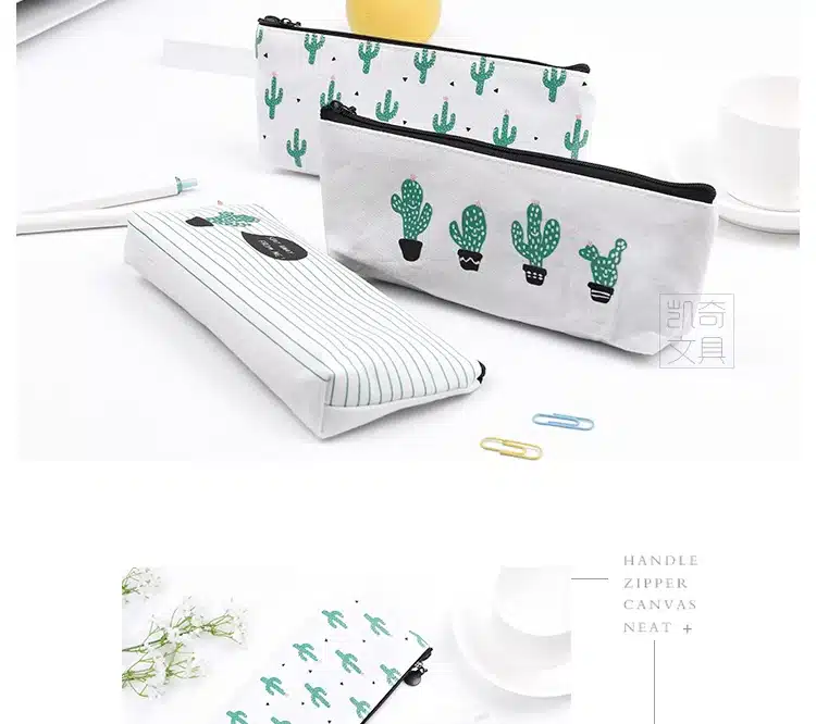 1Pcs/lot Cactus Pencil Cases Canvas lovely Stationer Cute Pencil bag Box office and school supply 13