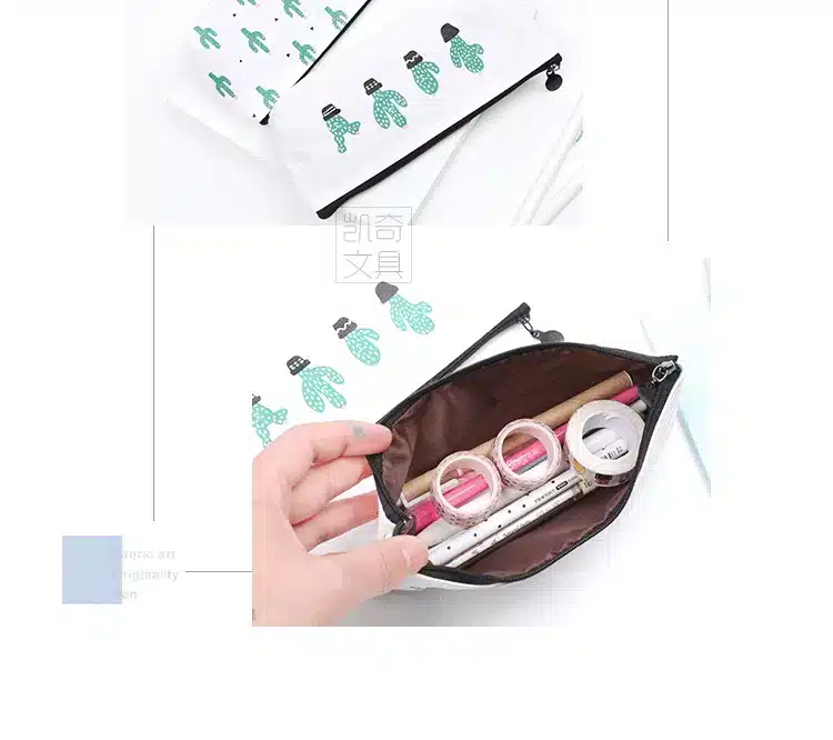1Pcs/lot Cactus Pencil Cases Canvas lovely Stationer Cute Pencil bag Box office and school supply 14