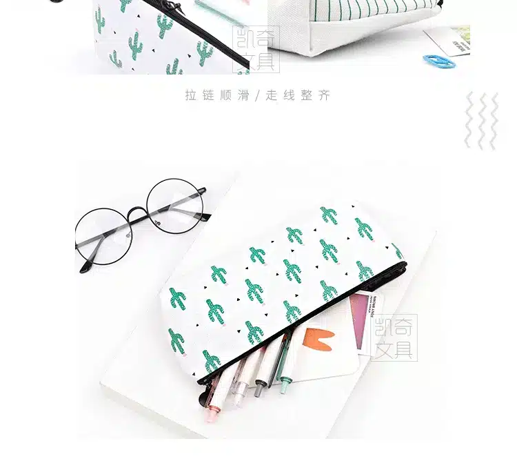 1Pcs/lot Cactus Pencil Cases Canvas lovely Stationer Cute Pencil bag Box office and school supply 16