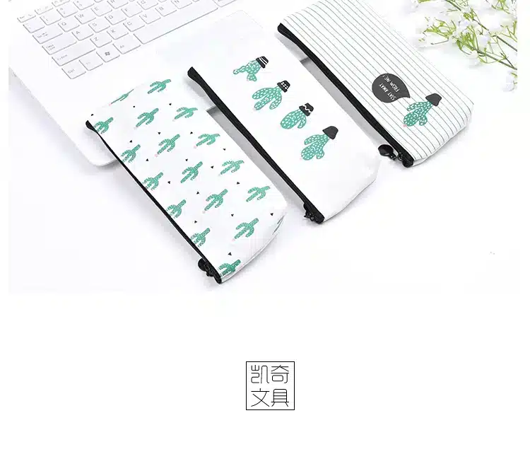 1Pcs/lot Cactus Pencil Cases Canvas lovely Stationer Cute Pencil bag Box office and school supply 18