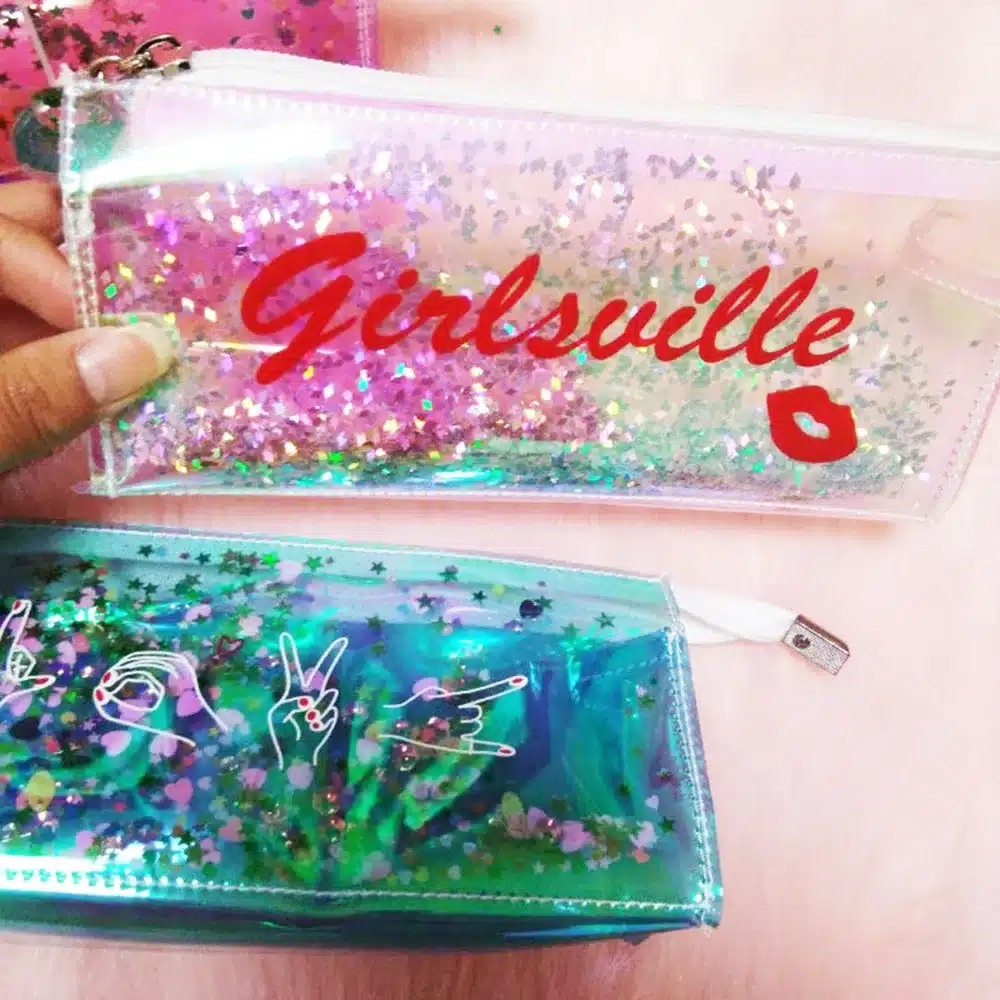 1PC Transparent Cool Pencil Case Super Shiny Laser PVC Pencils Bags High Quality Stationery Pouch Office School Supplies 17