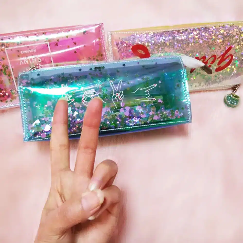 1PC Transparent Cool Pencil Case Super Shiny Laser PVC Pencils Bags High Quality Stationery Pouch Office School Supplies 20