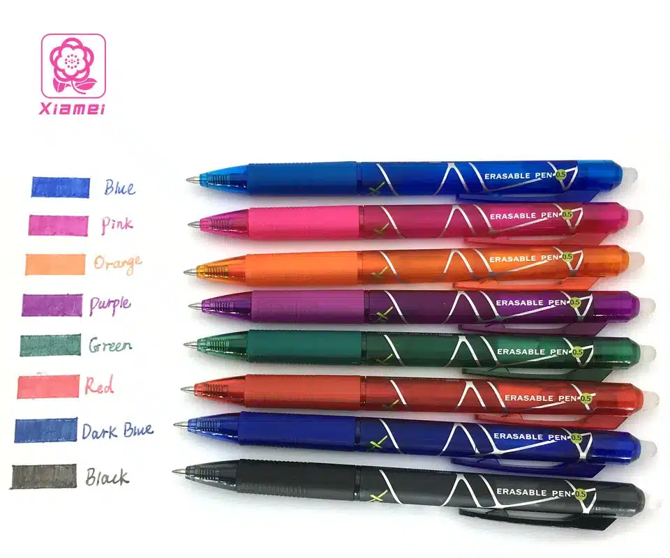 Xiamei 0.5mm Erasable Pen Friction Erasable Gel Ink Pen Student Stationery Black Gel Pens Office School Supplies 8 Colors Choice 12