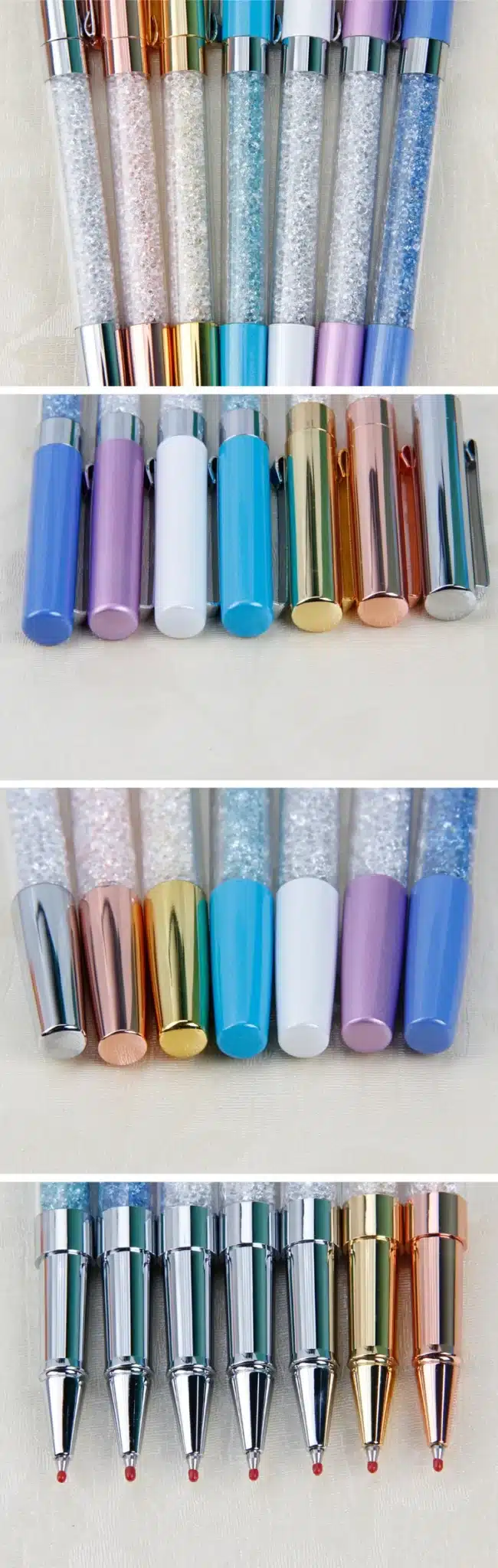 PHANTACI Creative Metal Crystal Diamond Ball Pen Set Stationery Refill 0.5mm Signature Ballpoint Pen for Office School Supplies 15