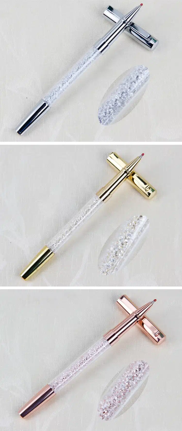 PHANTACI Creative Metal Crystal Diamond Ball Pen Set Stationery Refill 0.5mm Signature Ballpoint Pen for Office School Supplies 18