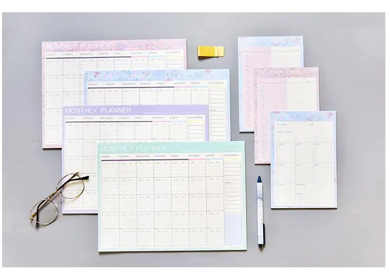 Lovely Floral Monthly Paper Pad 20 Sheets 21*28.5cm DIY Monthly Planner Desk Agenda Gift School Office Supplies Free Shipping 9