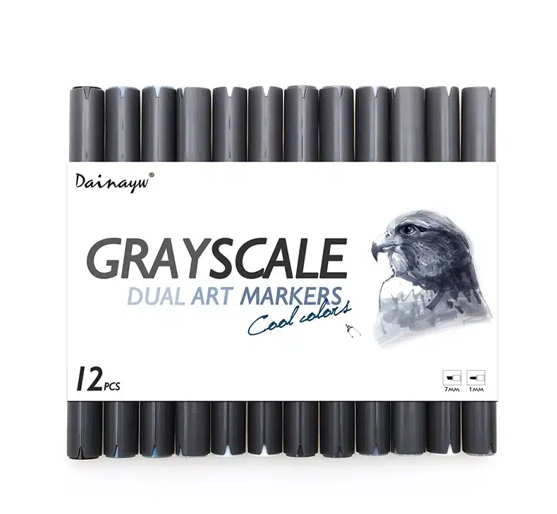 STA 12 Cool Grey Colors Art Markers Grayscale Artist Dual Head Markers Set for Brush Pen Painting Marker School Student Supplies 13