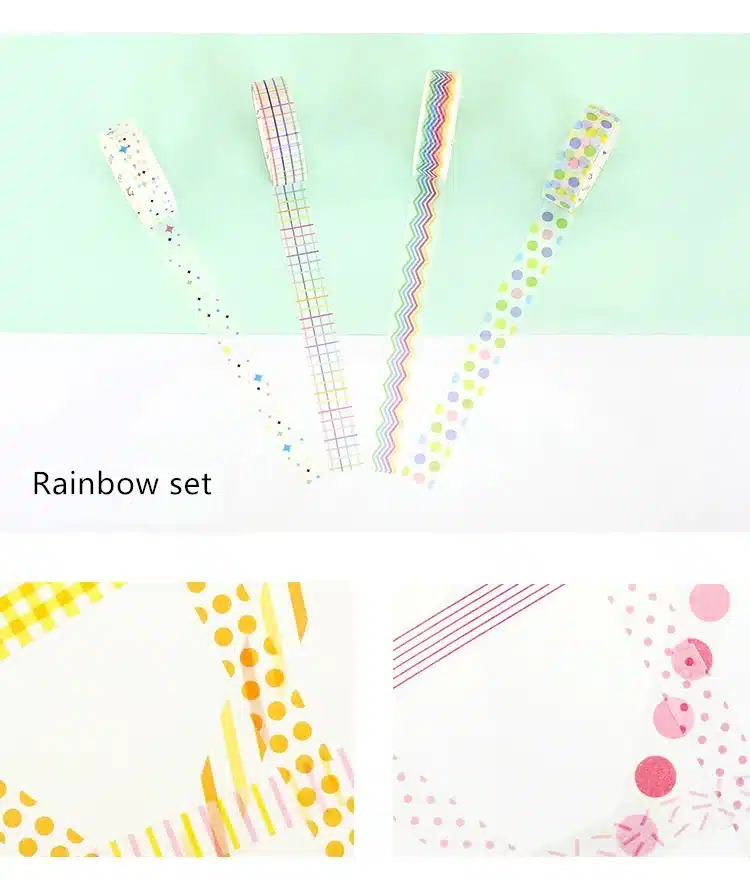 4 pcs Basic rainbow paper washi tape set 15mm*7m color decoration tape masking stickers Scrapbooking School supplies A6871 18