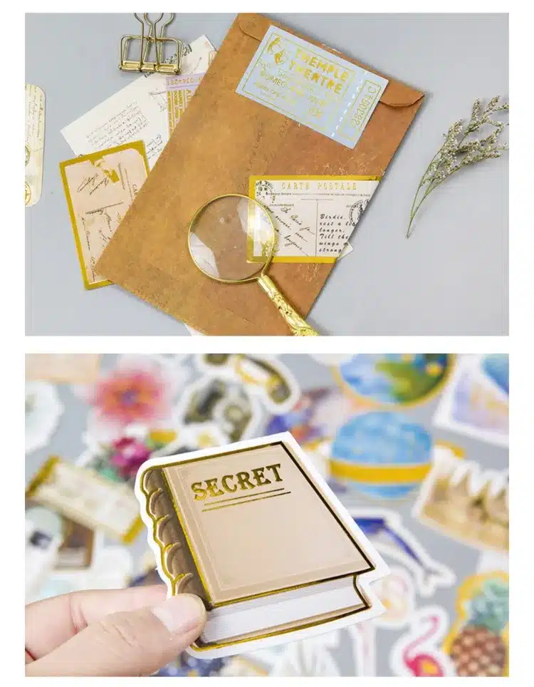 24Pcs/lot Creative Golden Animals Plants Decoration Sticker Diy Ablum Diary Scrapbooking Label Sticker Stationery School Supply 20