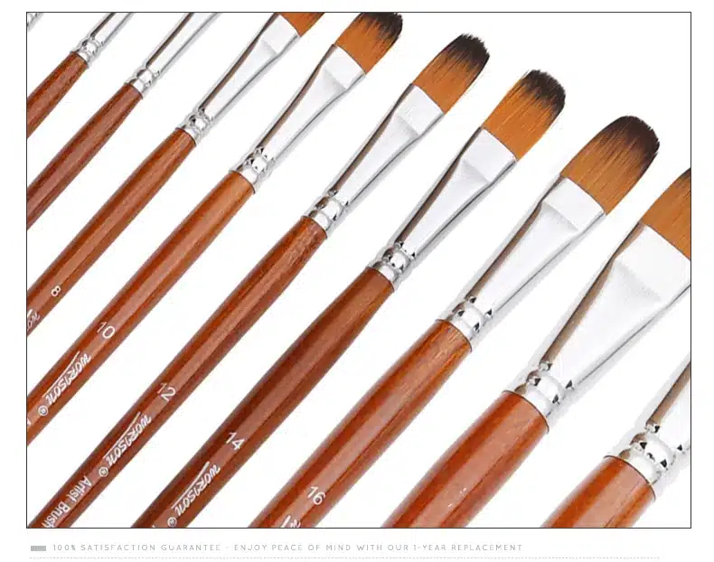 13Pcs Artist Filbert Nylon Hair Acrylic Painting Brush Set Long Handle School Drawing Tool Watercolor Brush For Art Supplies 16