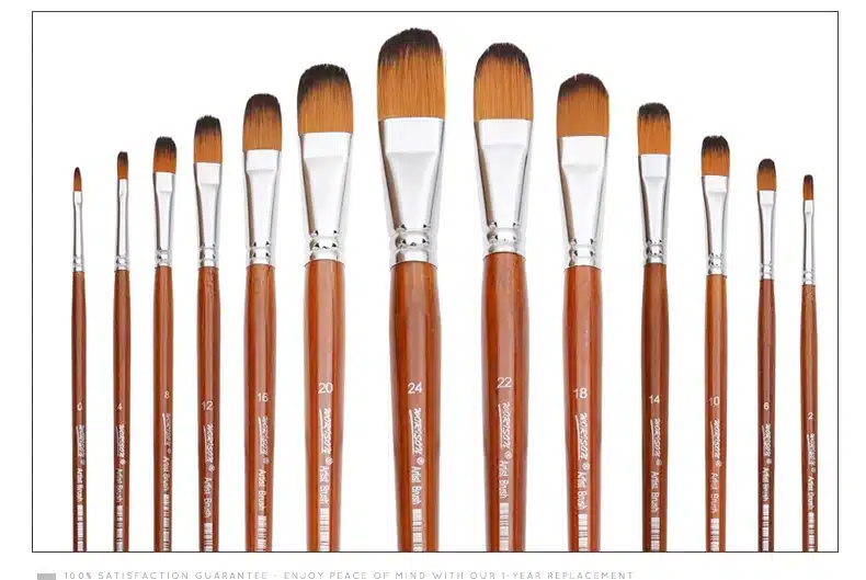 13Pcs Artist Filbert Nylon Hair Acrylic Painting Brush Set Long Handle School Drawing Tool Watercolor Brush For Art Supplies 17