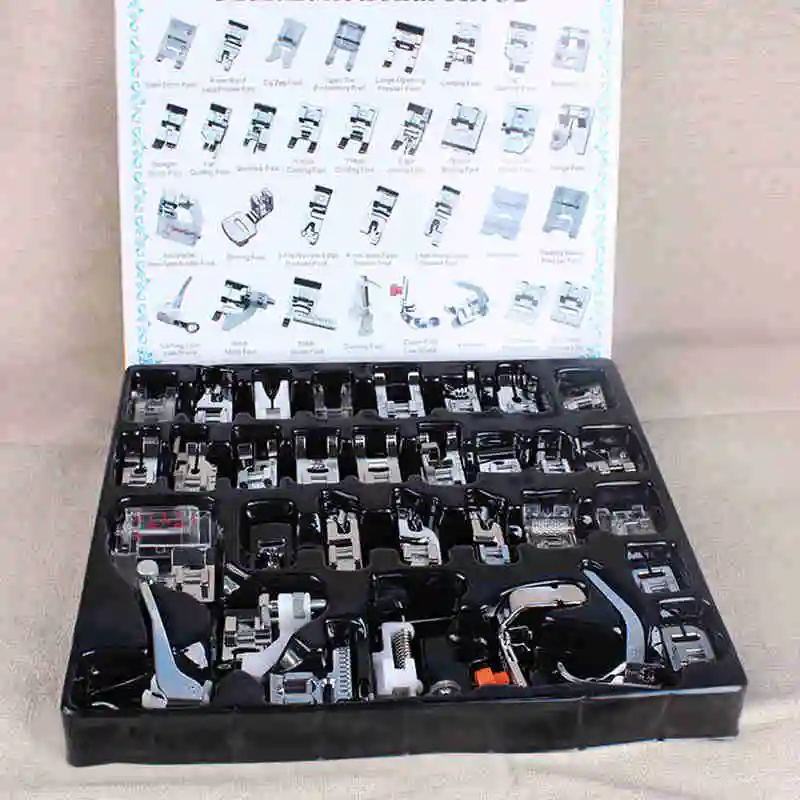 Multifunction 32pcs Presser Sewing Machines Foot Feet Snap On Sewing Domestic Household Sewing Tools Set Box 2018Dropshipping 15