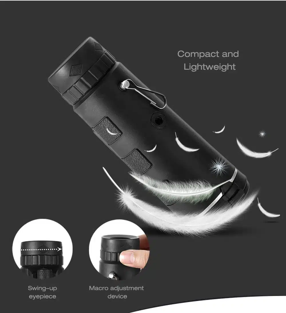 40X60 BAK4 Monocular Telescope HD Mini Monocular Outdoor Hunting Camping Scopes With Compass Phone Clip Tripod 5